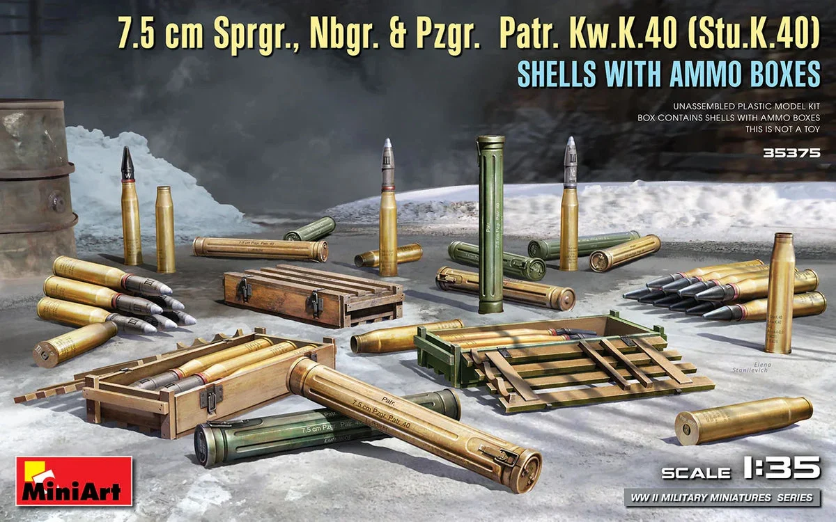 1/35 Mini Art - 7.5cm Sprgr., Nbgr. & Pzgr. Patr. Kw.K.40 (Stu.K.40) - 35375