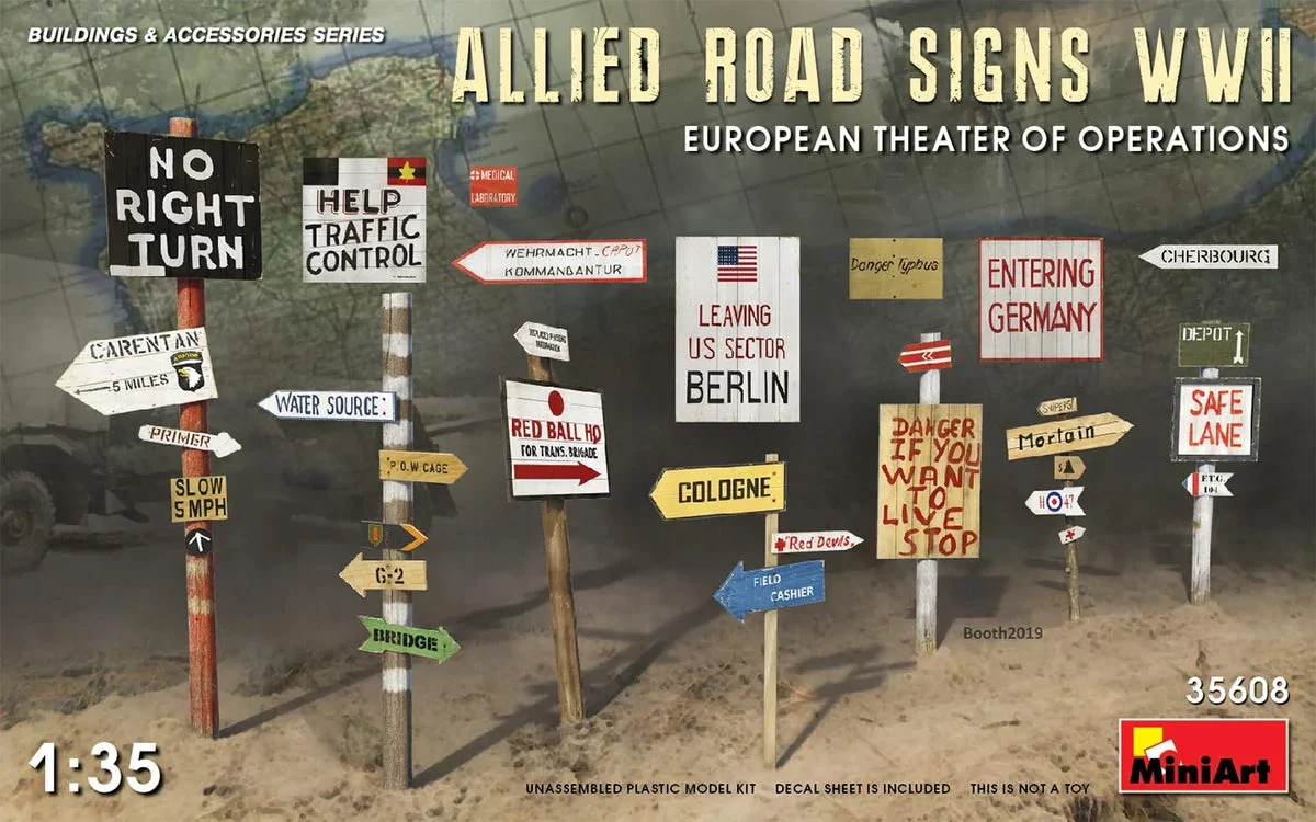 1/35 Mini Art Allied Road Signs WWII European 35608 - Mini Art Models
