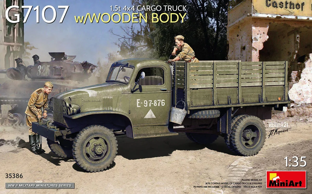 1/35 Mini Art - G7107 1.5T 4×4 Cargo Truck w/Wooden Body - 35386