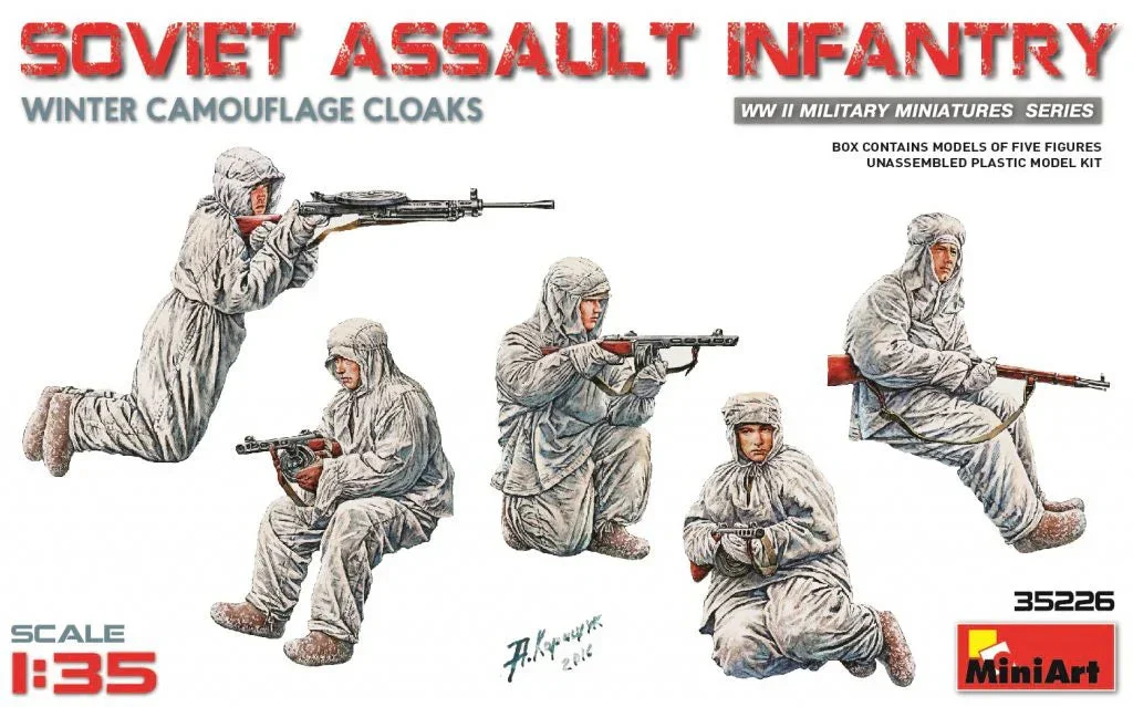 1/35 Mini Art - Soviet Assault Infantry (Winter Camouflage Cloaks) - 35226