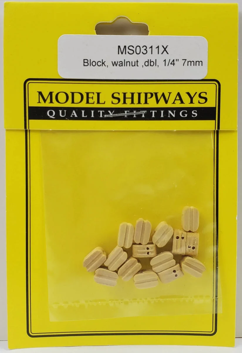 Model Shipways - 1/4" (7mm) Boxwood Double Sheave Block 30 pcs - 311X