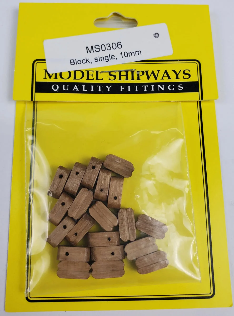 Model Shipways - 3/8" (10mm) Walnut Single Sheave Block 40 pcs - 306