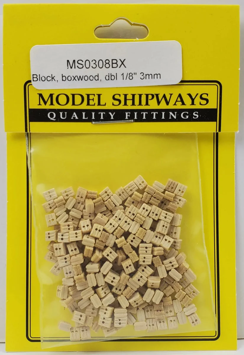 Model Shipways - 1/8" (3mm) Boxwood Double Sheave Block 150 pcs - 308BX
