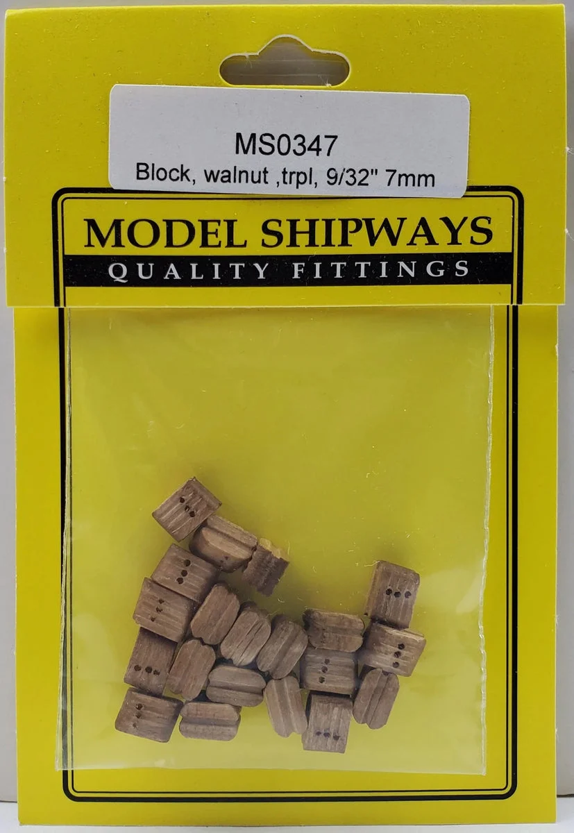 Model Shipways - 1/4" (7mm) Walnut Triple Sheave Block 20 pcs - 347