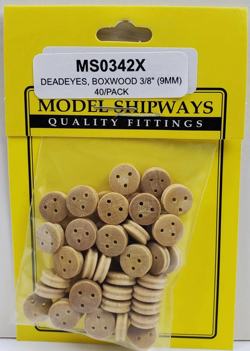 Model Shipways - 3/8" (9mm) Boxwood Deadeye 40 pcs - 342X
