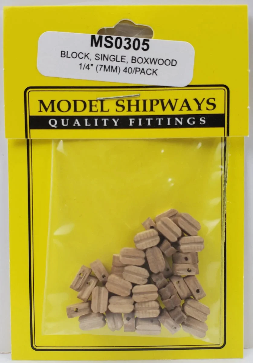 Model Shipways - 1/4" (7mm) Walnut Single Sheave Block 40 pcs - 305