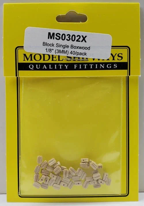 Model Shipways - 1/8" (3mm) Boxwood Single Sheave Block 40 pcs - 302X