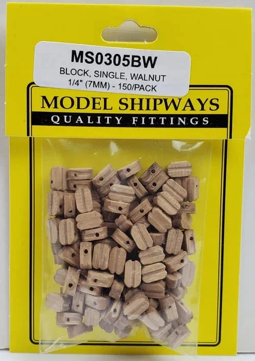 Model Shipways - 1/4" (7mm) Walnut Single Sheave Block 150 pcs - 305BW
