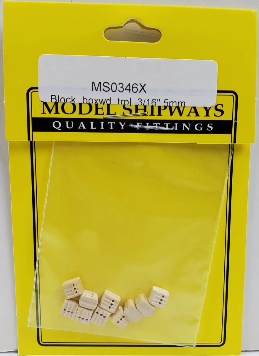 Model Shipways - 3/16" (5mm) Boxwood Triple Sheave Block 20 pcs - 346X