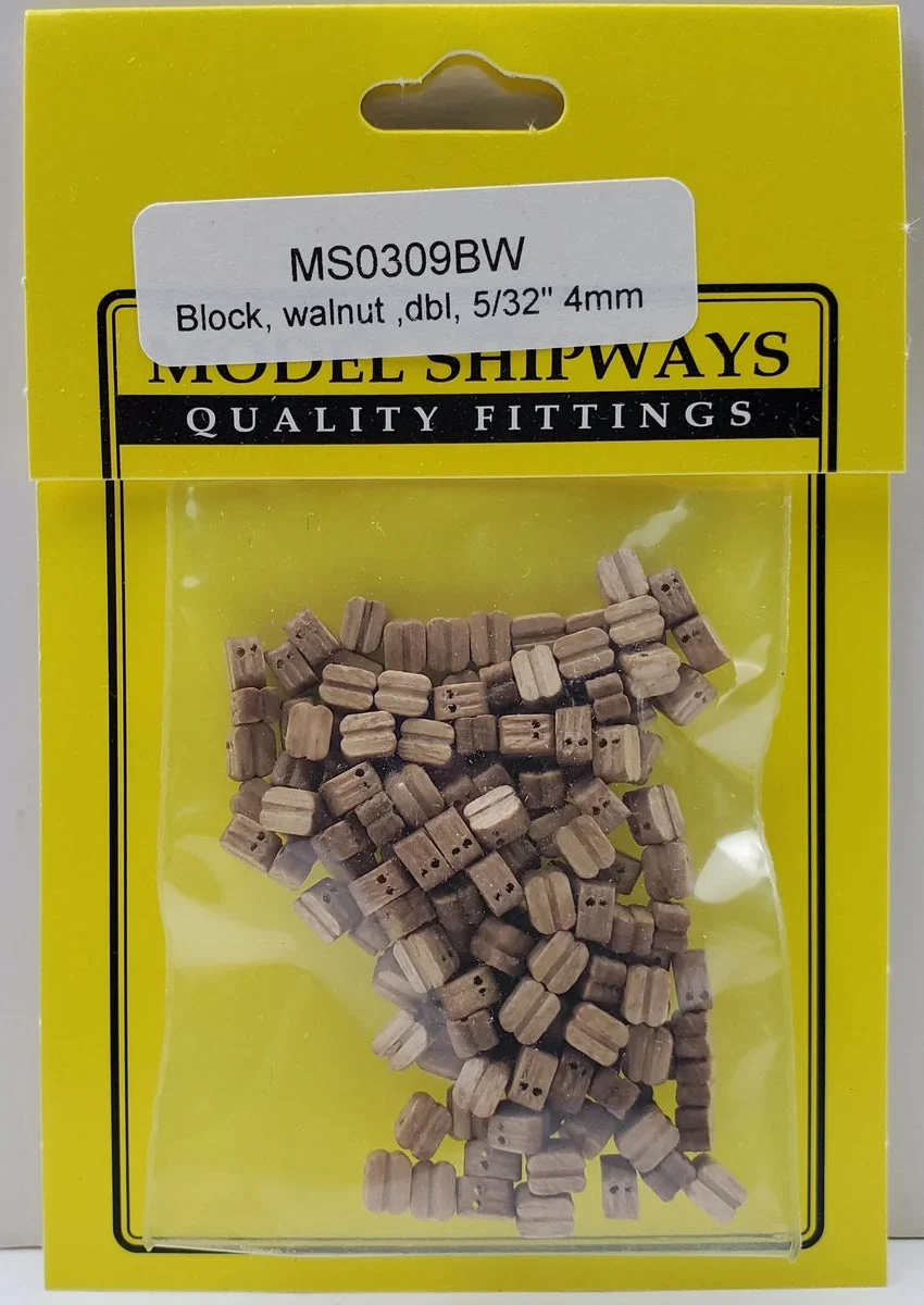 Model Shipways - 5/32" (4mm) Walnut Double Sheave Block 150 pcs - 309BW
