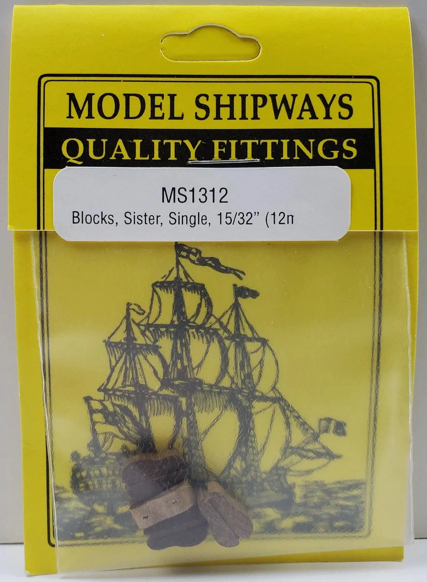 Model Shipways - 15/32" (12mm) Walnut Single Sheave Sister Block 8pcs - 1312