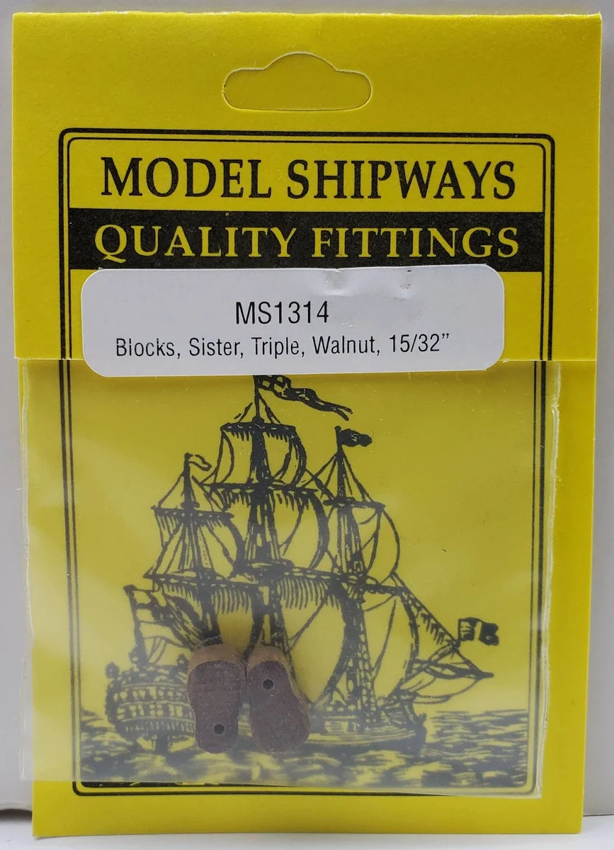 Model Shipways - 15/32" (12mm) Walnut Single Sheave Sister Block 4pcs - 1314