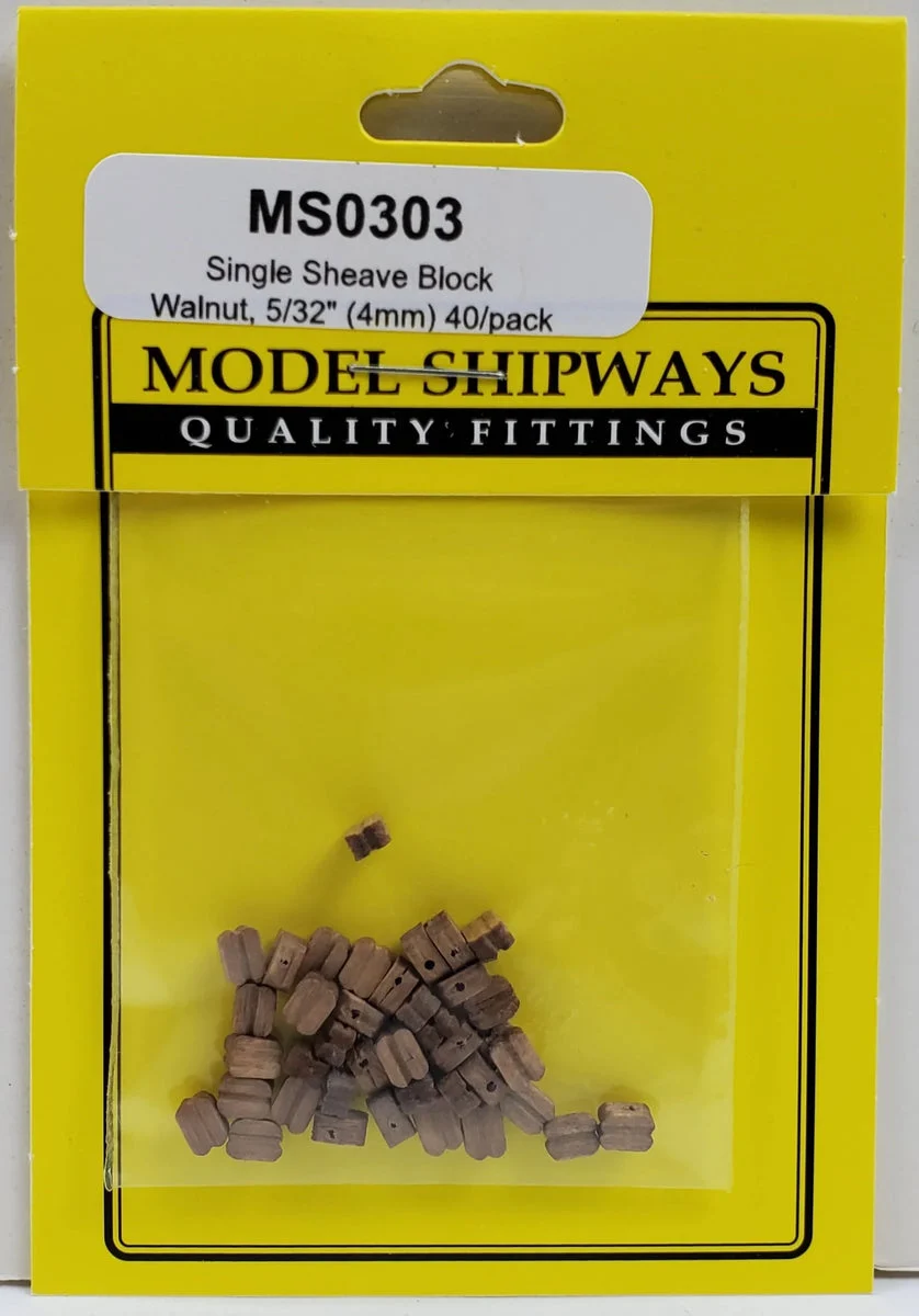 Model Shipways - 5/32" (4mm) Walnut Single Sheave Block 40 pcs - 303