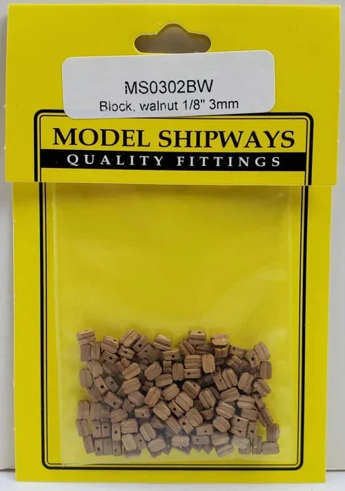 Model Shipways - 1/8" (3mm) Walnut Single Sheave Block 150 pcs - 302BW