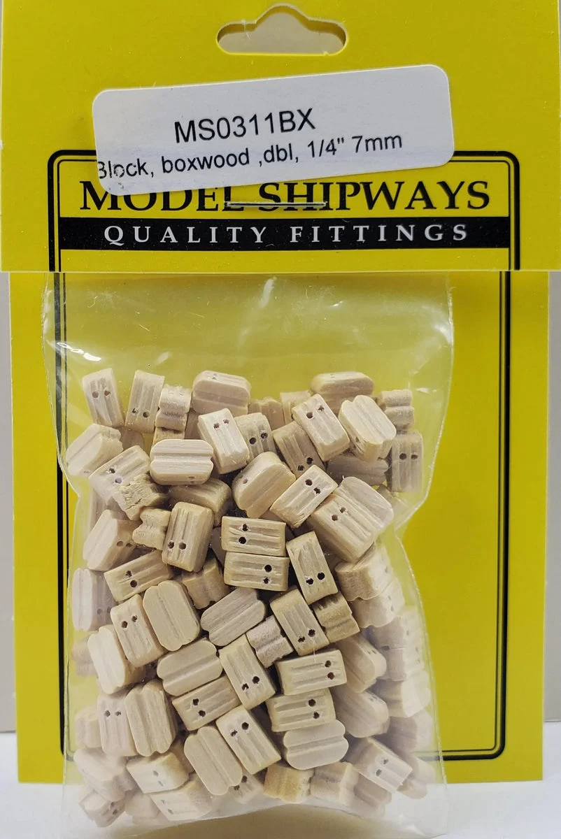 Model Shipways - 1/4" (7mm) Boxwood Double Sheave Block 150 pcs - 311BX