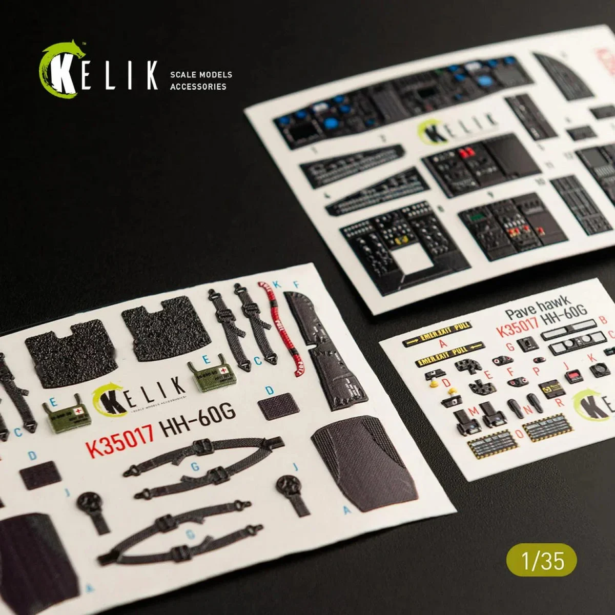 1/35 Kelik HH-60G Pave Hawk interior 3D decals for Kitty Hawk kit K35017