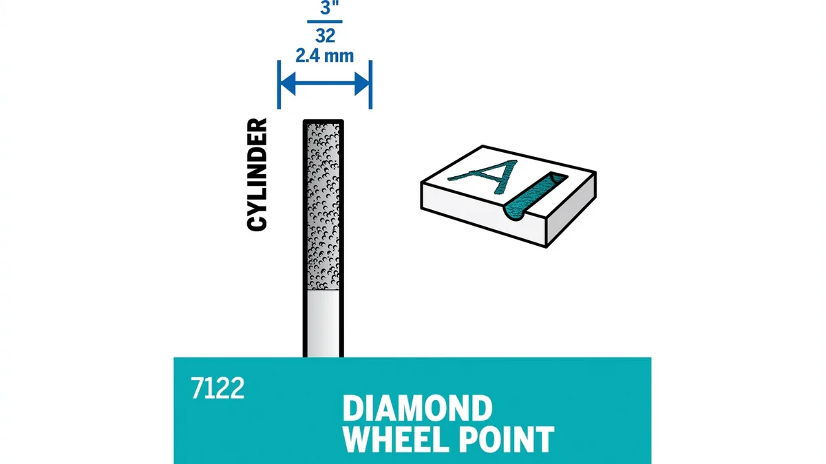 Dremel 3/32" Cylinder Shaped Diamond Wheel Point 7122 - Dremel Tools
