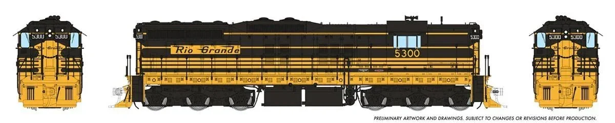 HO Rapido EMD SD7 (DC/DCC/Sound): Rio Grande - Bumble Bee: #5300 - 50605