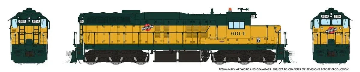 HO Rapido EMD SD9 (DC/Silent): Chicago & North Western: #6614 - 50221