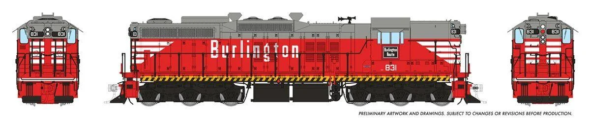 HO Rapido EMD SD9 (DC/Silent): Burlington (C&S): #831 - 50222