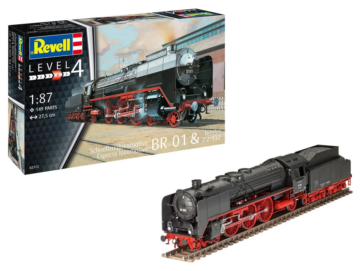 1/87 Revell Germany Express Locomotive BR01 & Tender 2'2' T32 02172 - Revell-Germany
