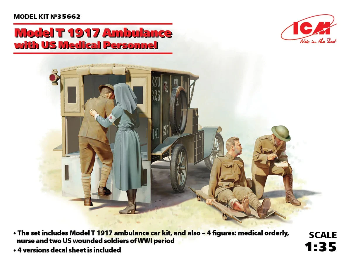 1/35 ICM Model T 1917 Ambulance with US Medical Personnel 35662