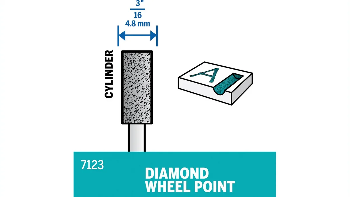 Dremel 3/16" Cylinder Shaped Diamond Wheel Point 7123 - Dremel Tools