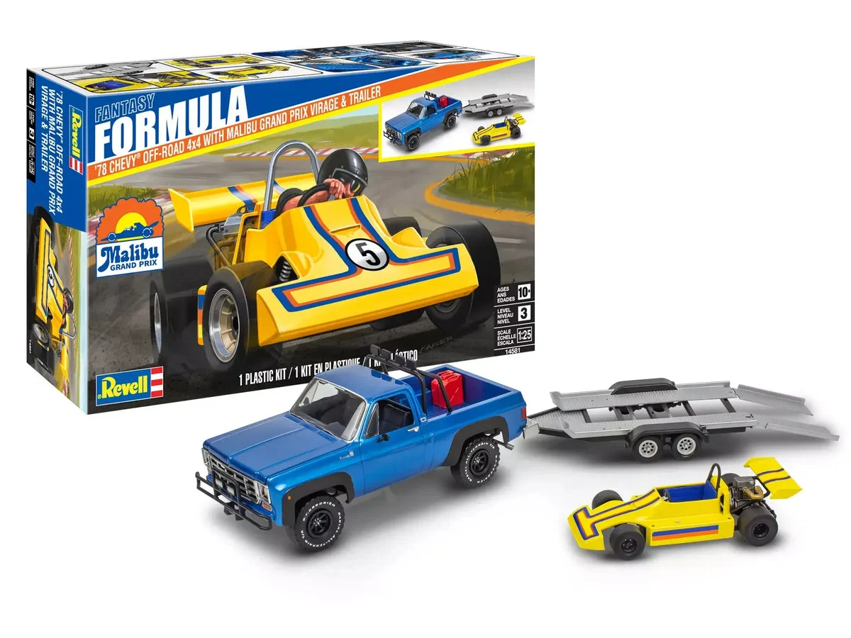 1/25 Revell-Monogram '78 Chevy Off-Road 4x4 with Malibu Grand Prix Virage & Trailer 14581