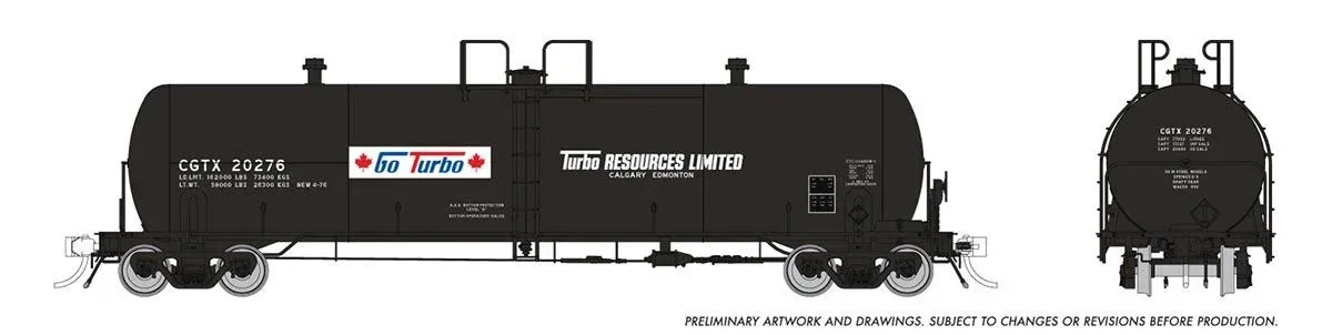 HO Rapido Procor 20k Gal Tank Car: Turbo Resources (CGTX): 6-Pack - 135021