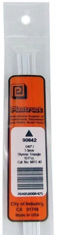 Plastruct .040 Triangular Styrene Rod (MRT-40 / 10 Pack) 90842