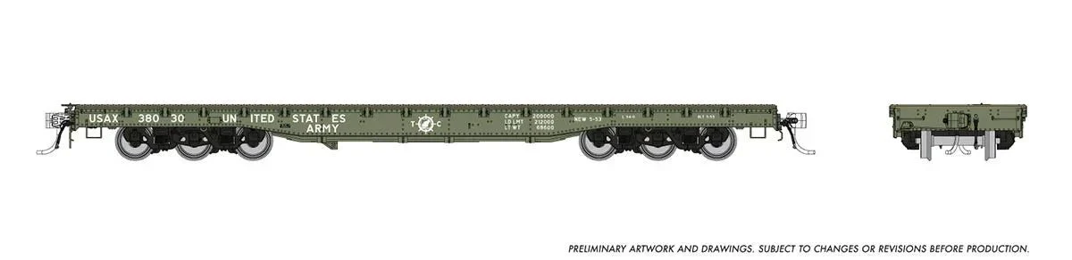 HO Rapido Magor 54' Flatcar: USAX: 6-Pack 199001