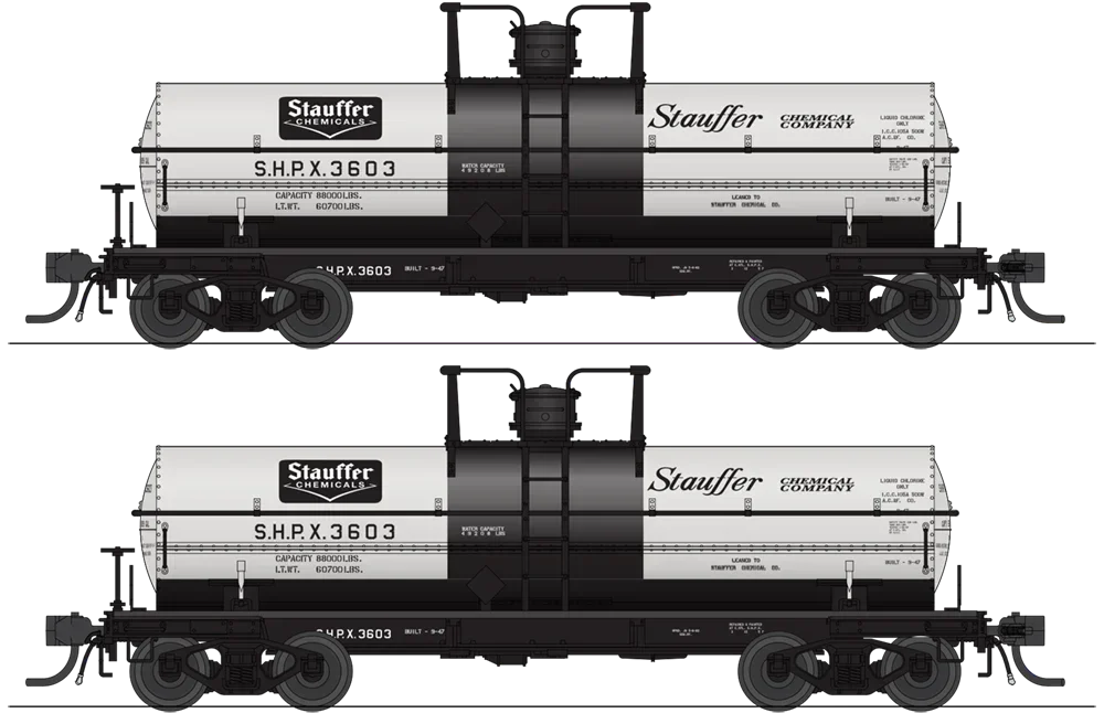 HO Broadway Ltd 6,000 Gallon Tank Cars Stauffer Chemical (2-Pack) 6467