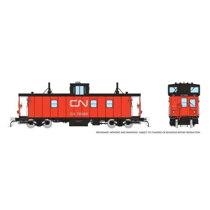 HO Rapido CN H-S Caboose: CN - Late w/Black Steps: #79260 166014