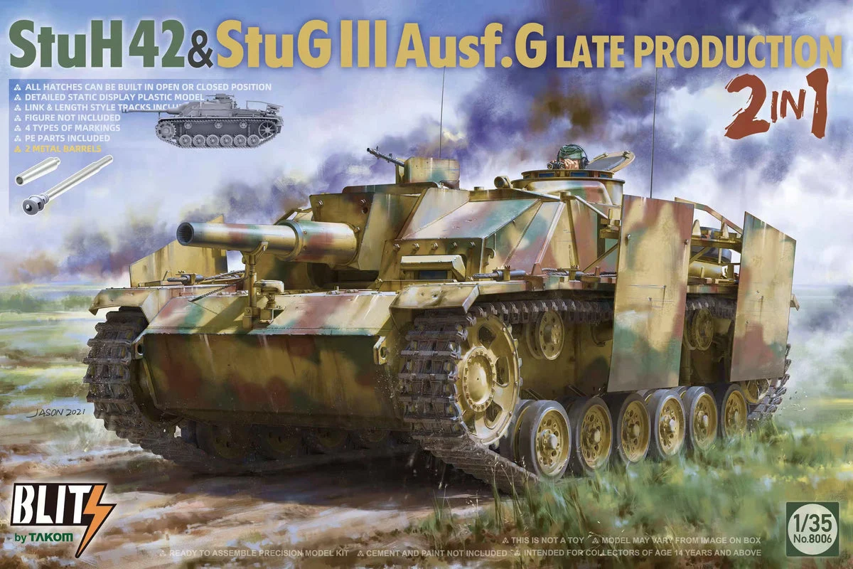 1/35 Takom StuH 42 & StuG III Ausf. G Late Production 2 in 1 (Blitz) 8006 - Takom Models