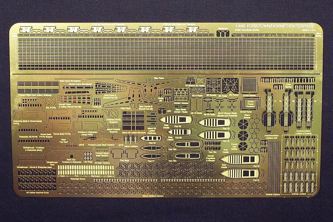 1/480 Gold Medal YORKTOWN/HORNET/ENTERPRISE Photo Etch Set 480-4