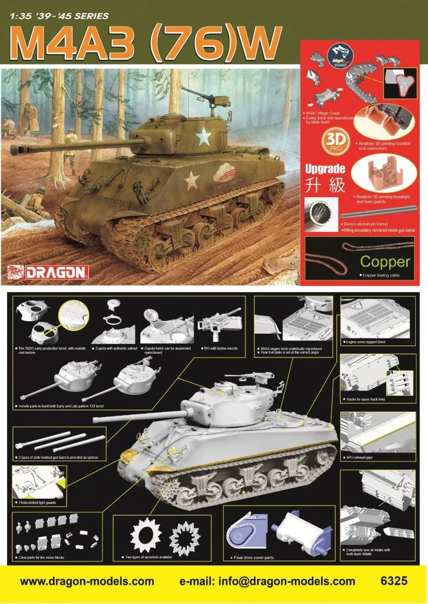1/35 Dragon Model Sherman M4A3 (76)W 6325 - Dragon Models