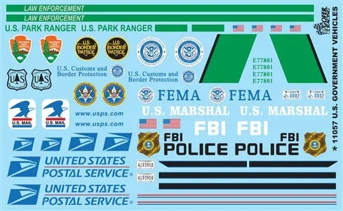 1/24-1/25 Gofer U.S. Government Vehicles Model Car Decal Sheet 11057