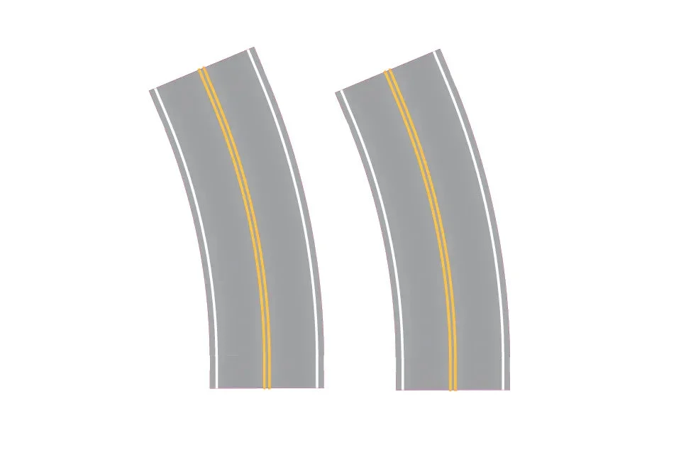 HO Easy Streets Aged Asphalt Broad Turn - No Passing (Qty 2) 315-3010