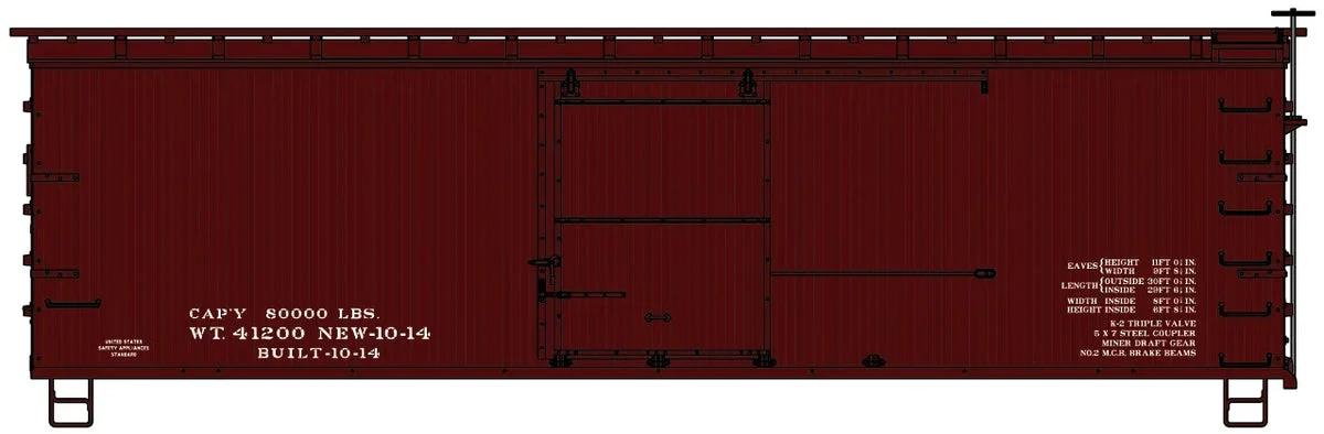 HO Accurail 36' Wood Boxcar Metal Ends Fishbelly Underframe (Mineral Red) 1398