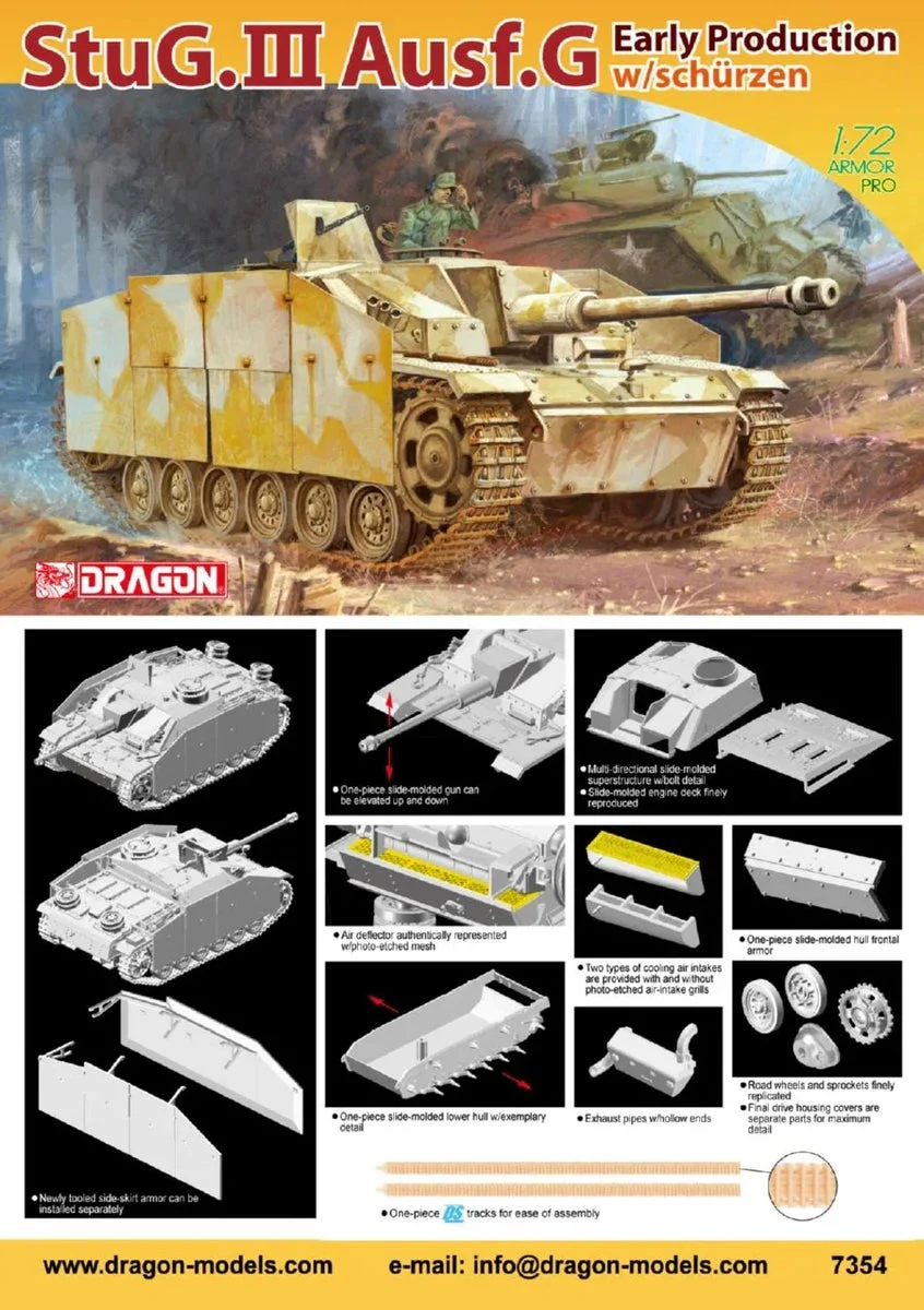 1/72 Dragon Model Stug. III Ausf. G Early Production w/Schürzen 7354 - Dragon Models