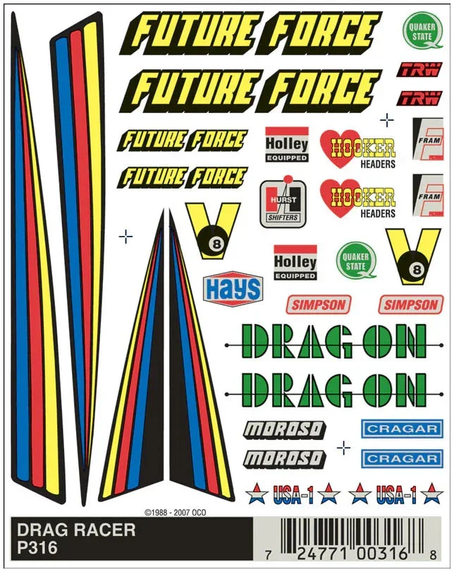 PineCar Drag Racer Decal 316 - PineCar Accessories