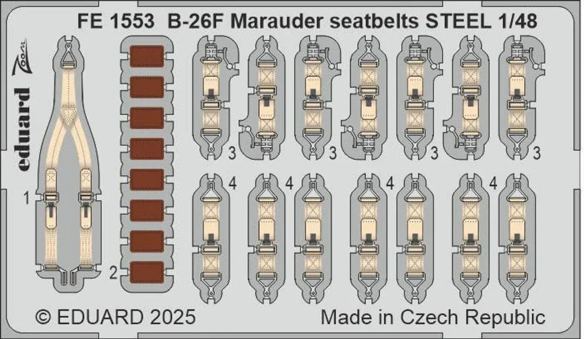 1/48 Eduard B-26F Marauder seatbelts STEEL FE1553
