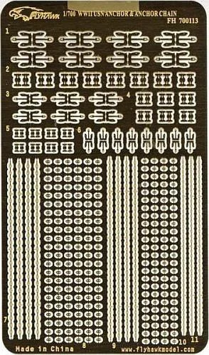 1/700 Flyhawk Photo Etch WWII USN Anchor & Anchor Chain 700113 - Flyhawk Models
