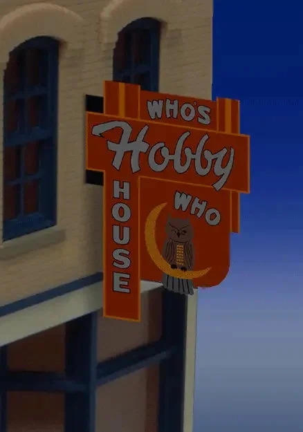 HO Miller Engineering Small Vertical Who's Hobby House Billboard 44-1452