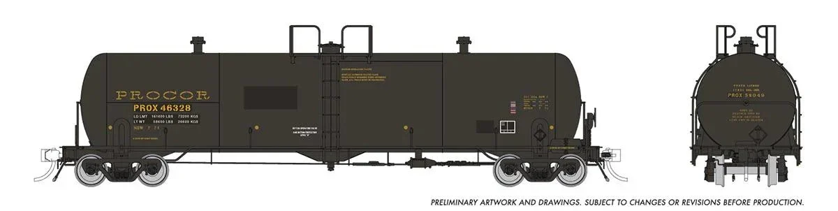HO Rapido Procor 20k Gal Tank Car: PROX - Late with Old Logo: 6-Pack - 135025