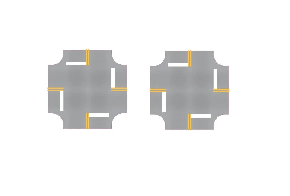 HO Easy Streets Aged Asphalt 4 Way Intersection - 4 Way Stop (Qty 2) 315-3072