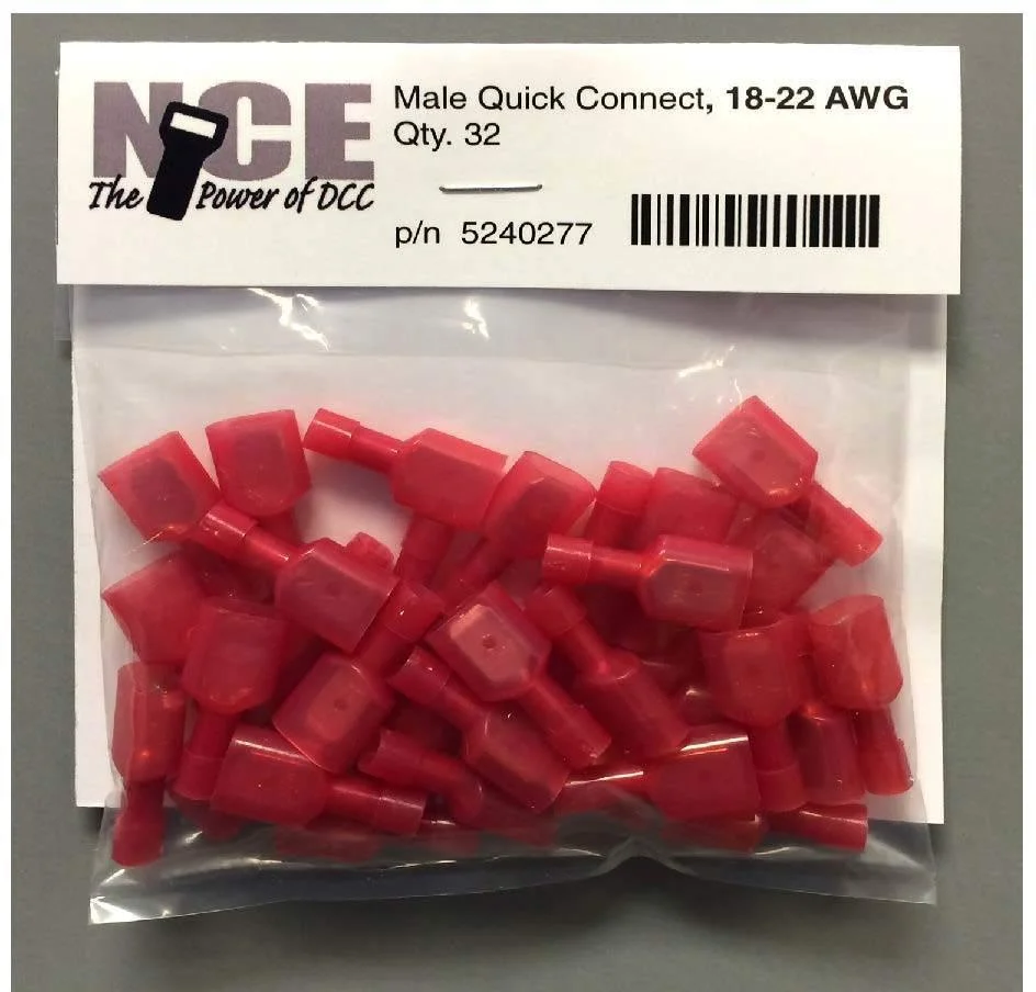 NCE Male Quick Connect (Red) 18-22AWG - 64 pcs 0278