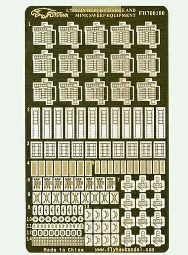 1/700 Flyhawk WWII Depth Charge & Mine Sweep Equipment 700180 - Flyhawk Models