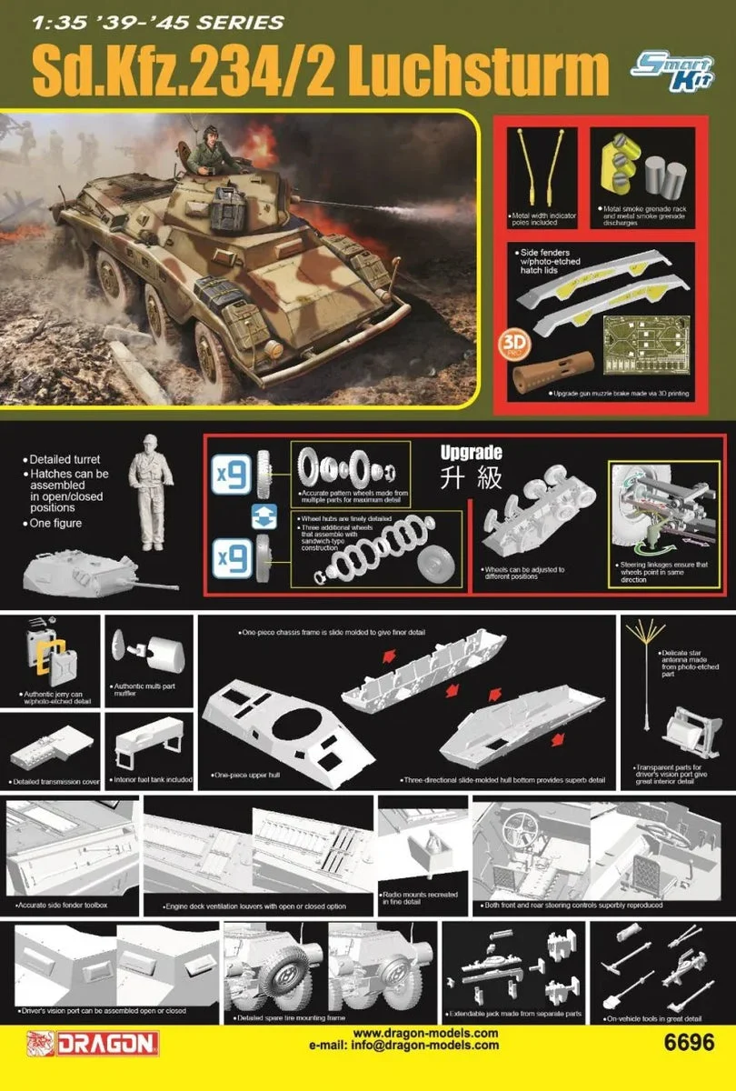 1/35 Dragon Model Sd.Kfz. 234/2 Luchsturm 6696 - Dragon Models