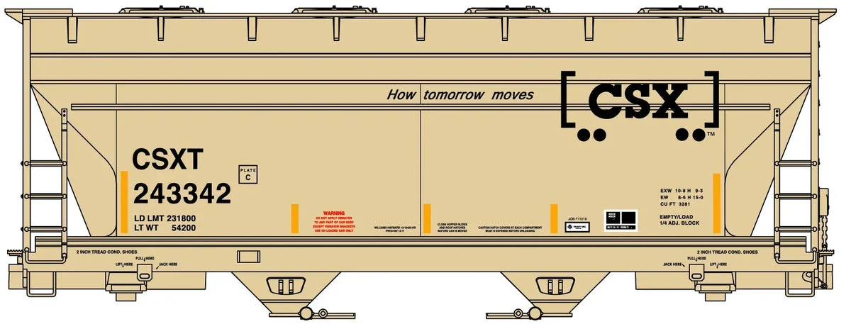 HO Accurail 2-Bay ACF Covered Hopper CSX Singles 81791